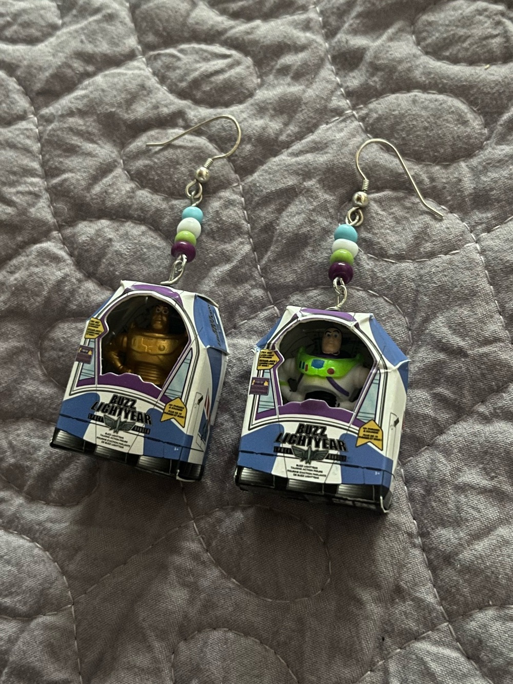 Toy Story Buzz Lightyear Boxed Figure Dangle Earrings with Beaded Hooks